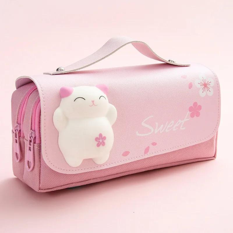 3D Kawaii Cute Pencil Case Girls Decompression Pen Pouch School Supplies Aesthetic Organizer Box Korean Stationery