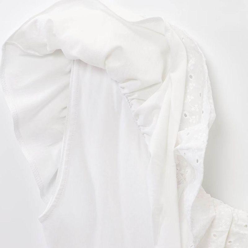 Kaslead New Arrival Women's Clothing Fashion Style Stylish Simple and Versatile Embroider Asymmetric Tops 1165272