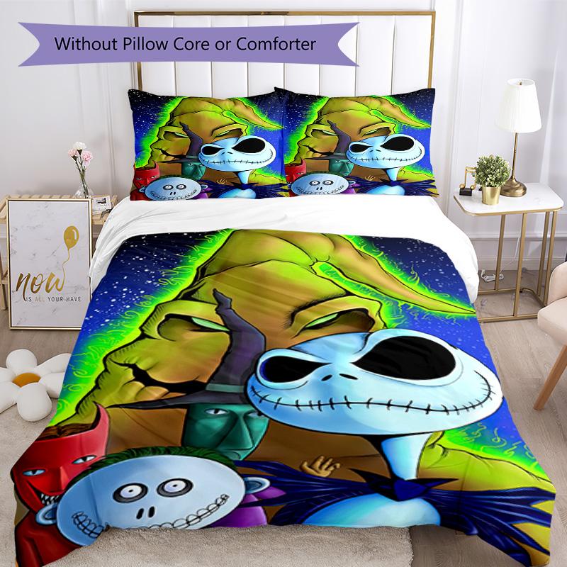 Christmas Nightmare Bedding Set Breathable Duvet Cover with Pillowcases Decorative Bed Linen for Bedroom Home Decoration Birthday Gift
