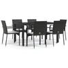 7 Piece Garden Dining Set with Cushions Black Poly Rattan