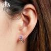 Sterling Silver S925 Purple Gradient Zircon Petal Earrings