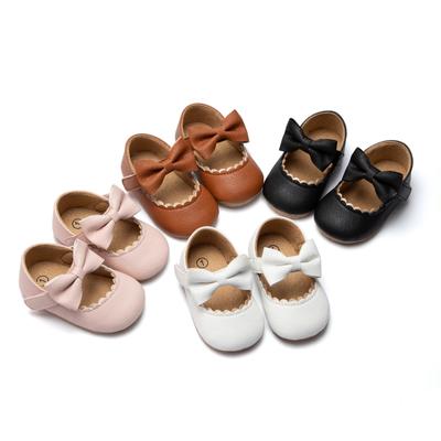 Baby Girls Mary Jane Flats Infant Non-Slip Bowknot Prewalkers Soft Sole PU Leather Newborn Princess Shoes First Walkers 0-18M