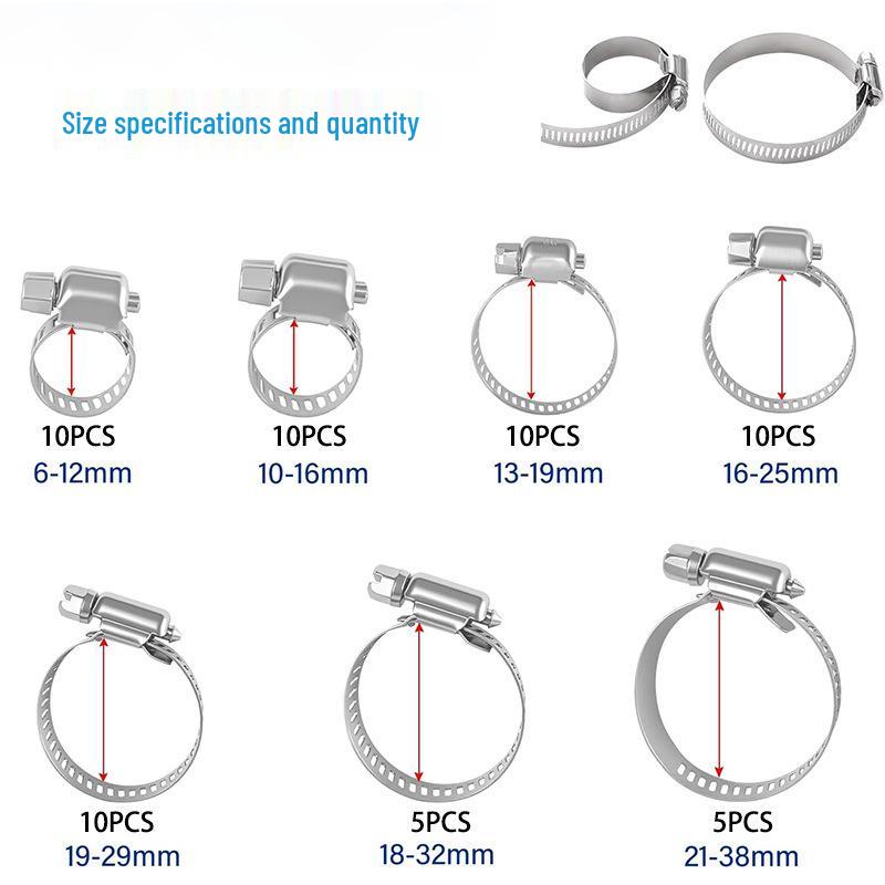 60-Piece Adjustable Worm Gear Hose Clamps for Pipes