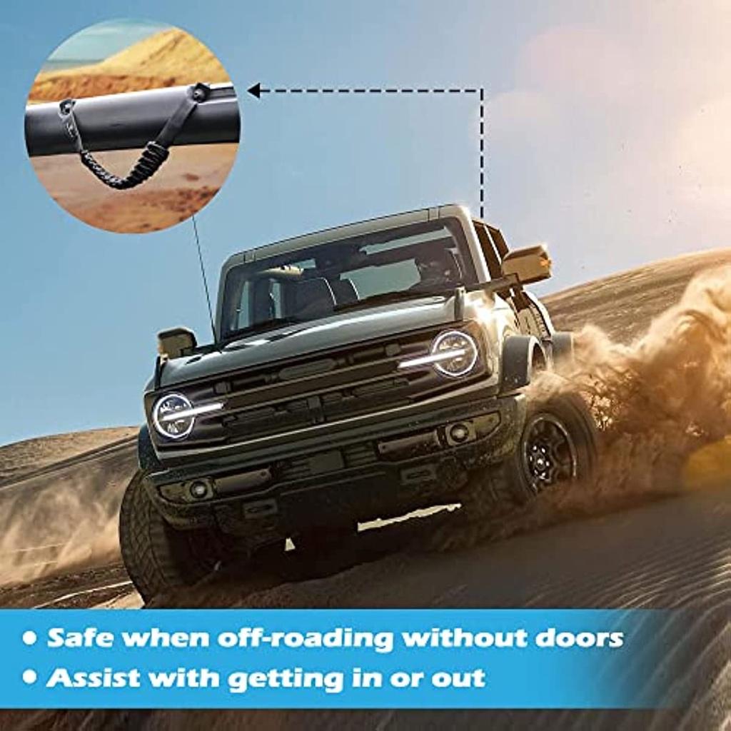 Lot de 4 poignées d'appui pour arceau de sécurité compatibles avec Ford Bronco 2021 2022 2023 2/4 porte en paracorde, accessoires d'intérieur Bronco (Ne convient pas à Bron