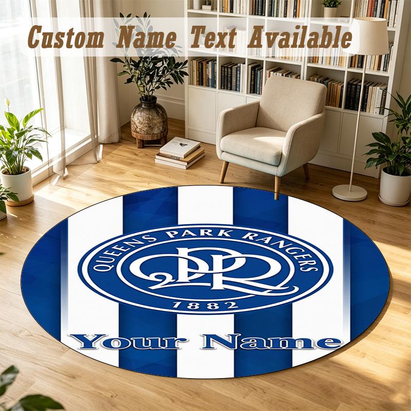 Round Rug Custom NameQueens Park Rangers FC Pattern Non Slip Carpet Home Floor Decor