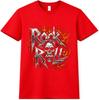 Rock N Roll T Shirt Flaming Skull Heavy Metal Gothic Biker Vintage Tee