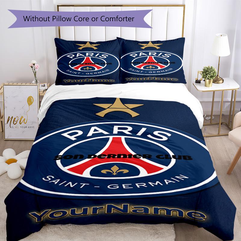 Psg Customize your name Bedding Set Breathable Duvet Cover with Pillowcases Home Decoration Birthday Gift