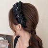 Wide Black Hairband Rhinestone Wrinkle Headband Retro Women Hair Hoop  Funeral