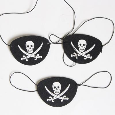 12Pcs/pacote Pirate Eye Patches Preto Feltro One Eye Skull Captain Eye Patches para Halloween Natal Pirata Tema Festa
