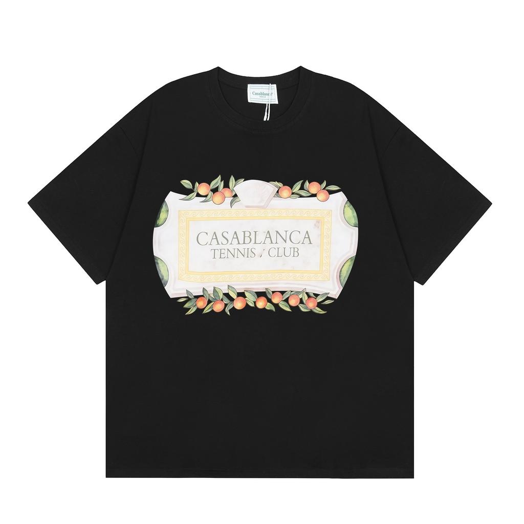 Grenzüberschreitend auf Lager exklusiv Casablanca Doppelgaze reine Baumwolle Unisex T-Shirt Hip-Hop lässig Kurzarm locker Rundhals