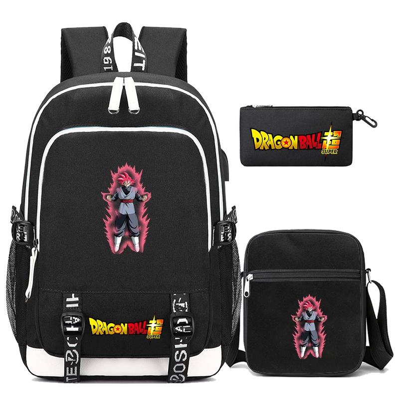 3Pcs/set Dragon Ball Printed Bag Laptop Backpack Messenger Bag for Girl Boy Teenager Schoolbag Men Women Leisure Travel Leisure Bag Rucksack Mochila