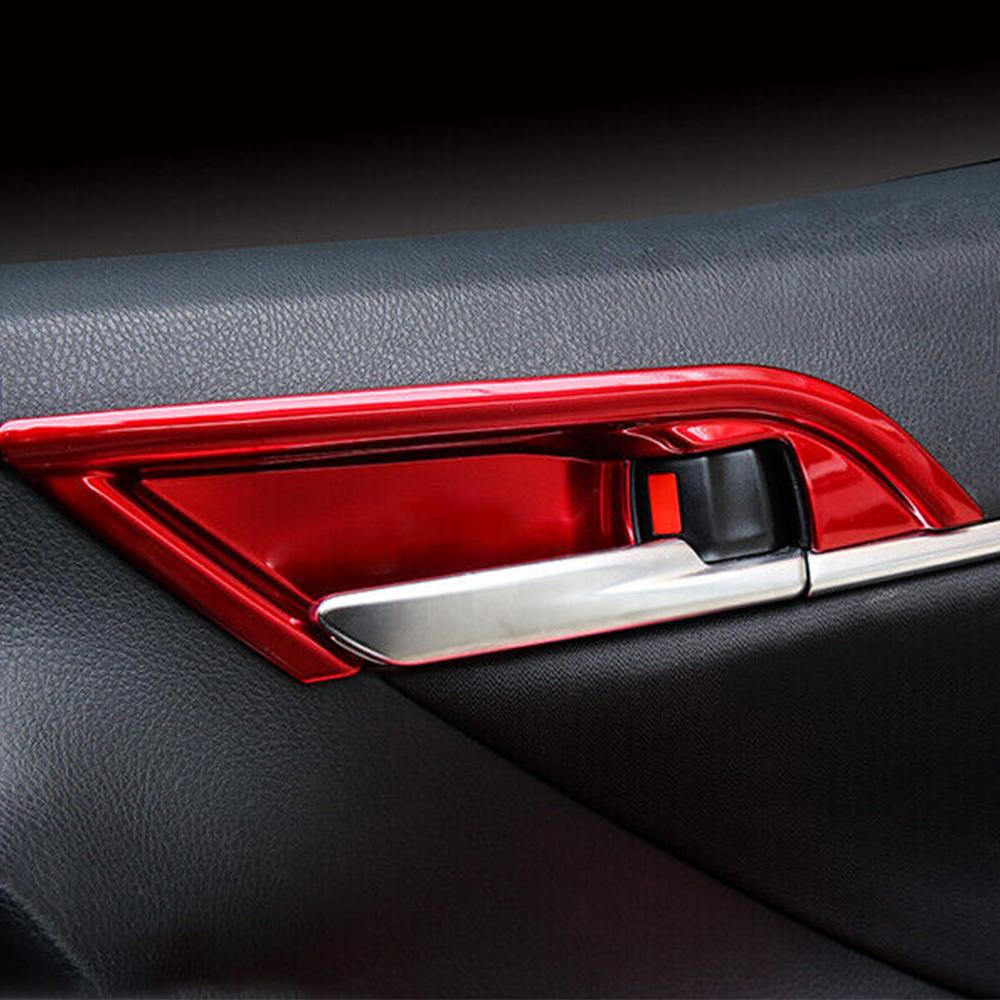 4Pcs Interior Door Handle Bowl Cover Trim Red Plastic For Toyota Camry 2018-2023