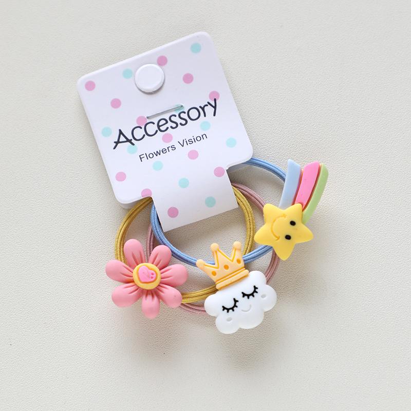 

3PCS New Cute Cartoon Clouds Rainbows Princess Headwear Kids Elastic Hair Bands Children Tie Girls Accessories Baby Headdress