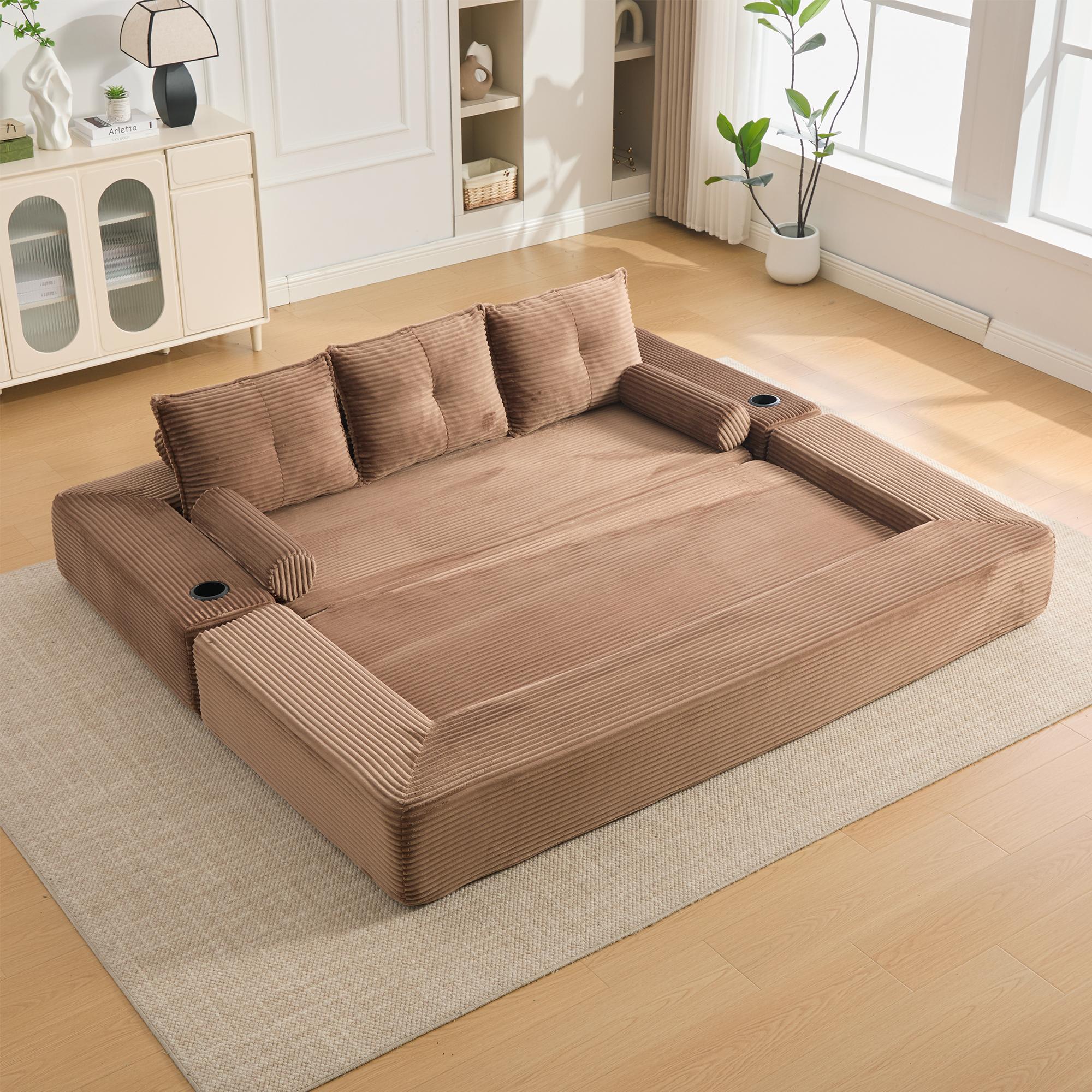 Corduroy Folding Sofa for 3 People