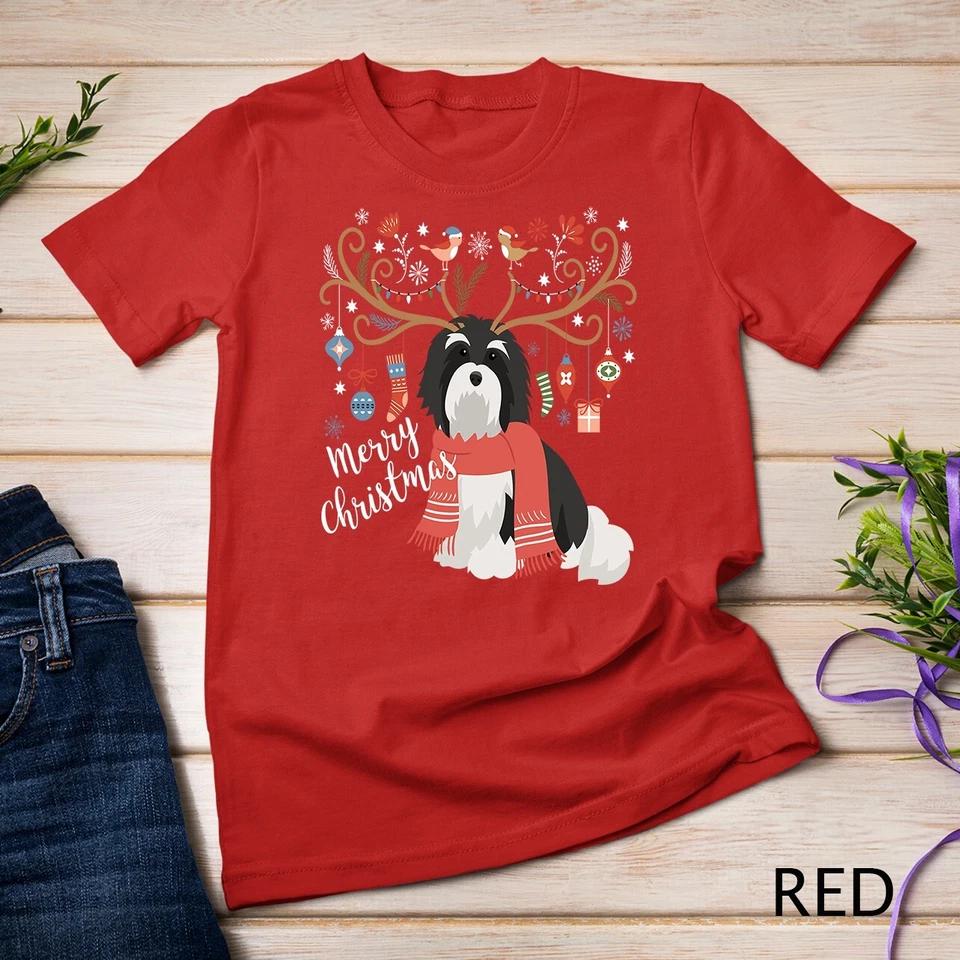 Havanese Christmas Reindeer Dog Unisex T-shirt 8 S