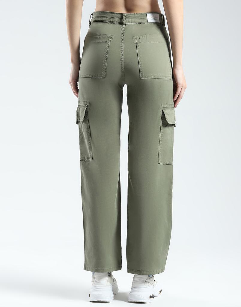 MONTE CARLO Womens Solid Straight Fit Cargo Green 28