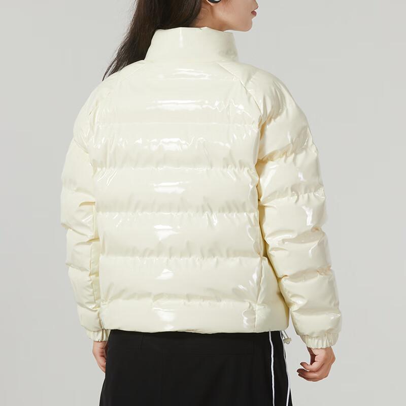 Nike Glänzende Baumwolljacke mit Stehkragen und Logo Damen Jacken Weiß FQ3575-113