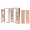 Wood Miniature External Hollow Single Door + Shutters 1/12 Dollhouse DIY Decoration Accessories