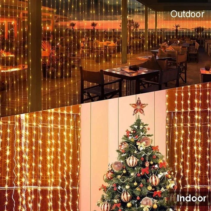 3/6M Solar Curtain Lights Wedding Decor LED Solar Outdoor Fairy Lights 8 Modes Bedroom Window Patio Garden Holiday Decorative