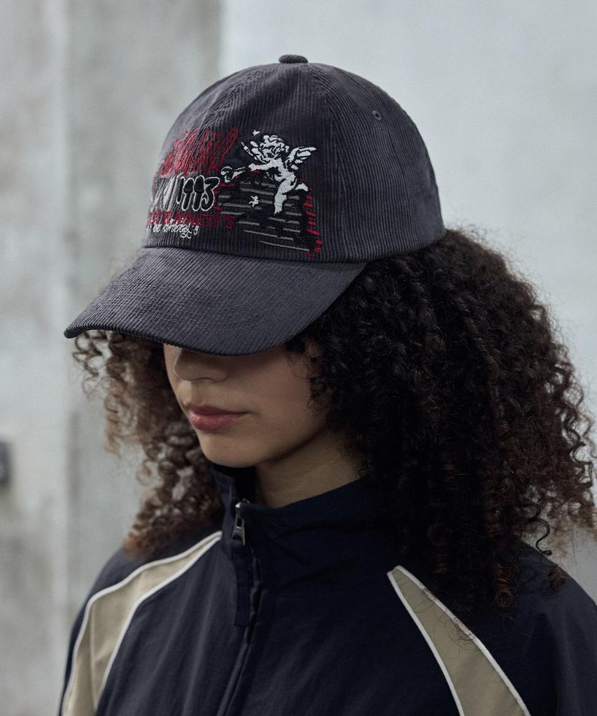 1993STUDIO Angel Corduroy Ball Cap_Charcoal