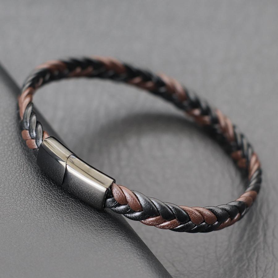 Unique Men Leather Bracelet Stainless Steel Detachable Buckle Hiphop Wrap Braclet Bangle Gifts For Him Leisure Pulseira Joias