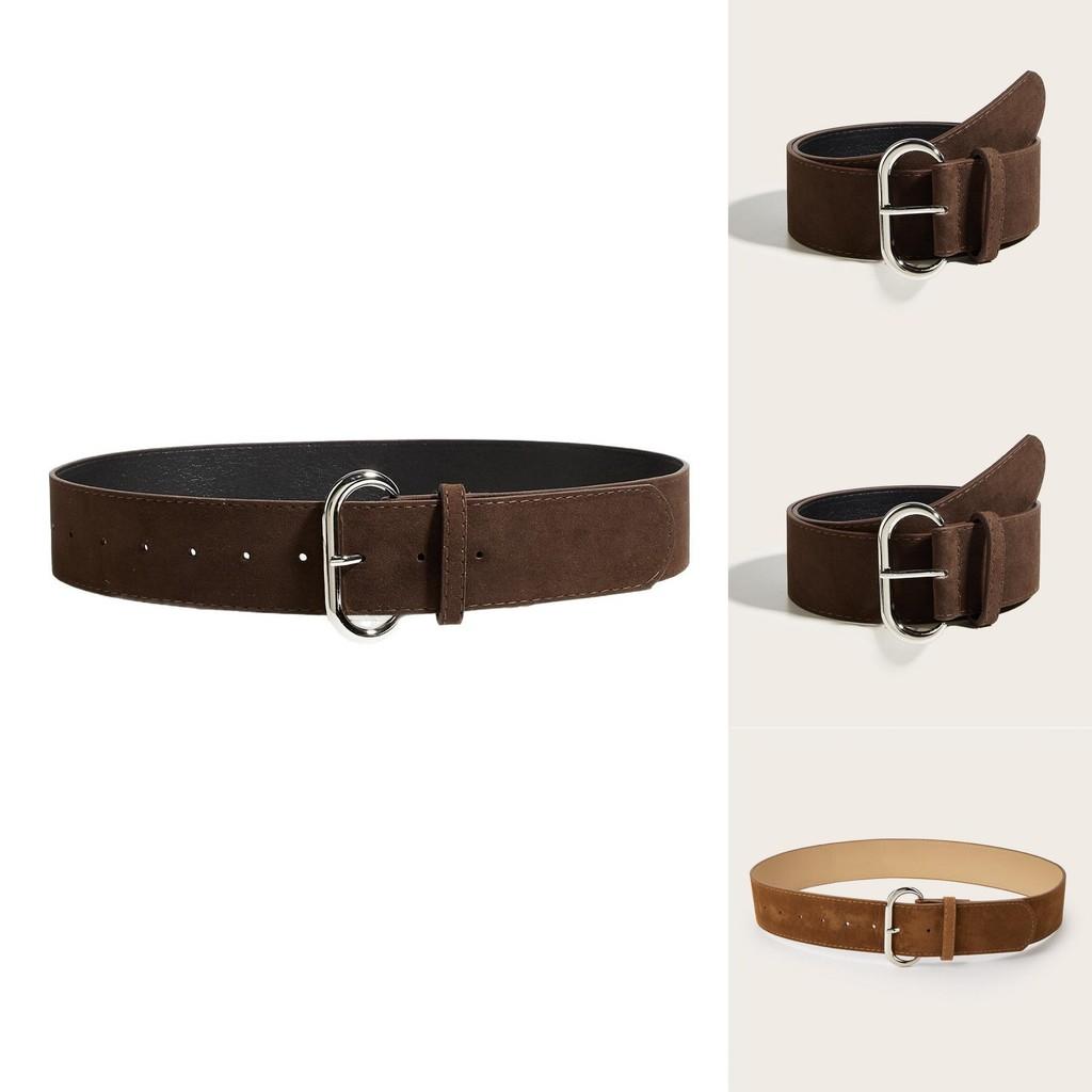 Street Style Solid Color Suede Women Wide Belt For Casual Wear