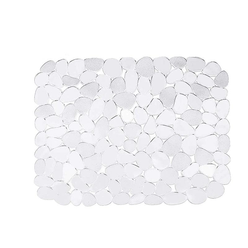 30*40cm Adjustable Kitchen Sink Dish Drying Mat Soft Plastic Sink Protector Pebble Design Sink Protector Transparent/Black