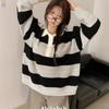 The Pink Rowing Overfit Stripe Color Block Button Collar Knit