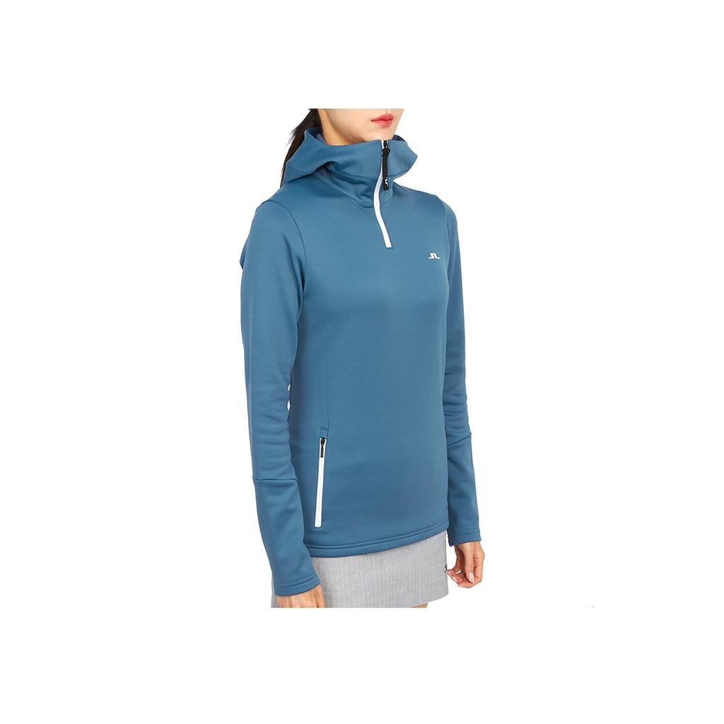 J.Lindeberg Solid Color Hooded Pullover Long Sleeve Sweatshirt Women sweatshirts Blue GWJS07802-O168