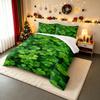 Green Four Leaf Clover Bedding set (1 duvet cover, 2 pillowcases, duvet not included), Lucky Shamrock Nature Botanical Leaves Art Print