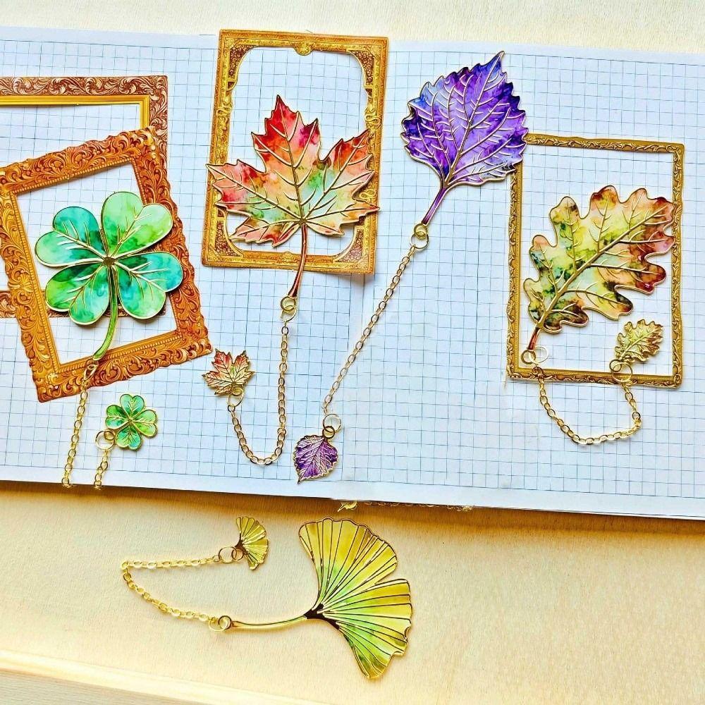 Exquisite Craft Leaf Bookmark Gilt-Edged Reading Bookmark Book Separator  Book Accessories