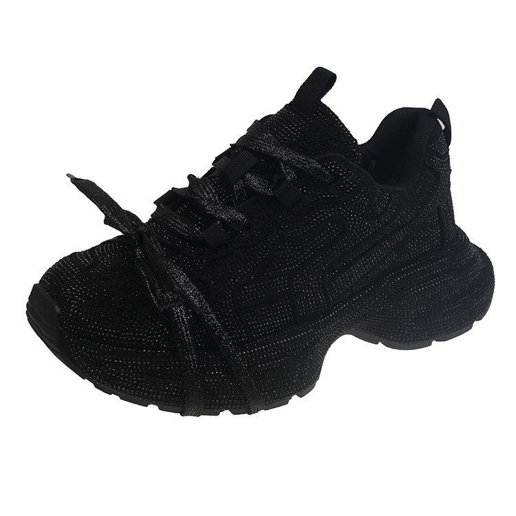 European Ankara Red Full Diamond Dad Shoes Women 2025 New Versatile Platform-soled Sports Shoes Fried Street Casual Shoes Tide