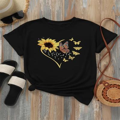 Summer Round Neck Printed Top Fashionable Casual Cute Short Sleeved Women's Pure Cotton T-shirts