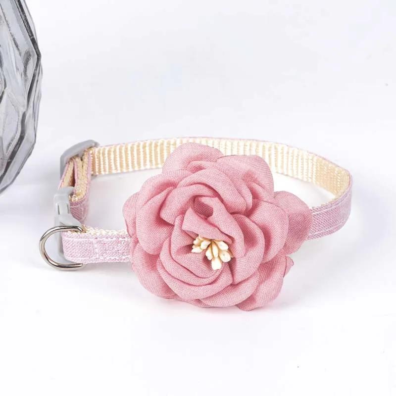 Pet Collars New Cat Camellia Flower Cat Collars Cute Princess's Birthday Adjustable Dog Dressing Tool Pet Accessories Supplies