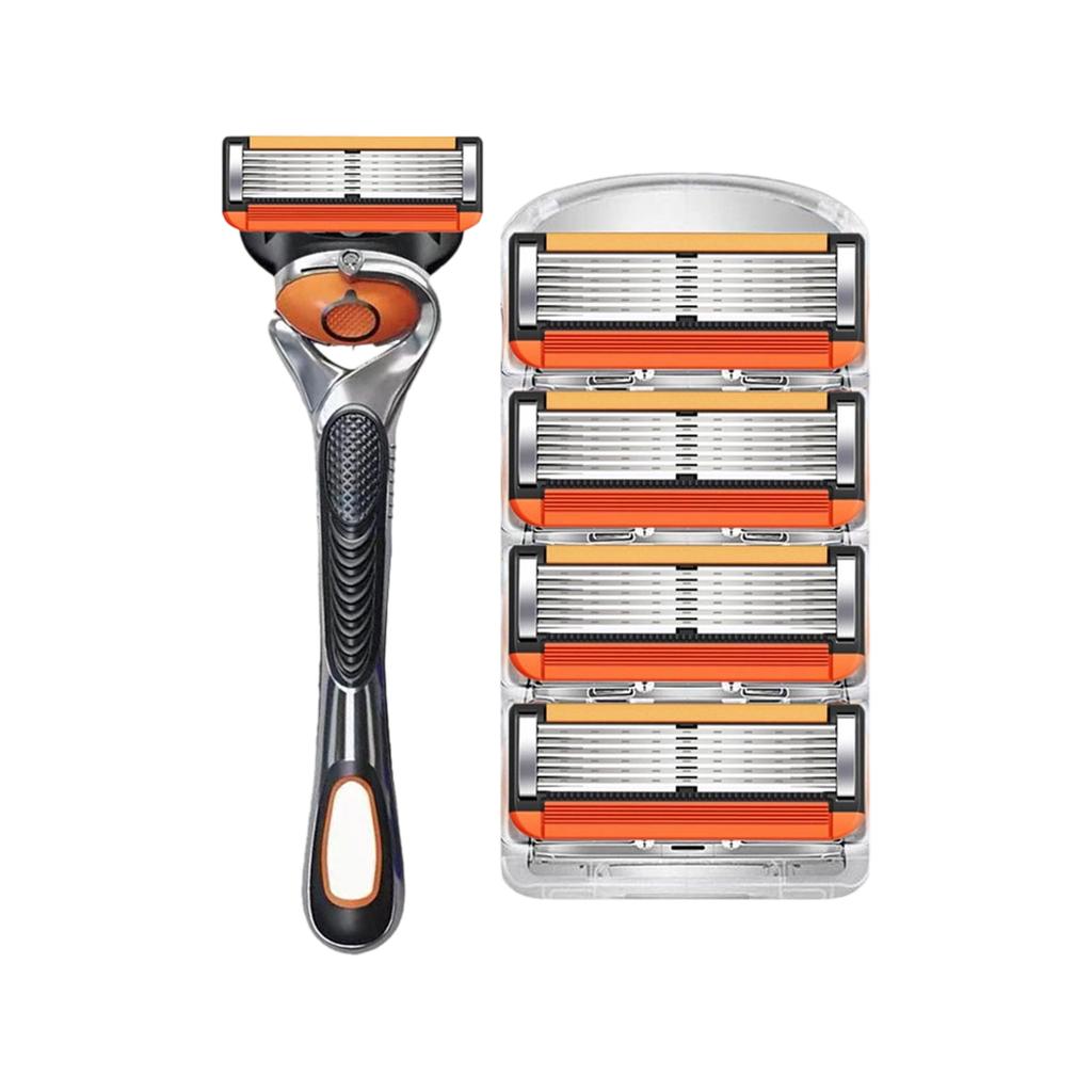 Piece Men's Razor- Blade- Replacement Set With Free Handle, Long Handle Safety Razor- Kit With Ultra Sharp Stainless Steel Blades, Ideal Grooming Gift