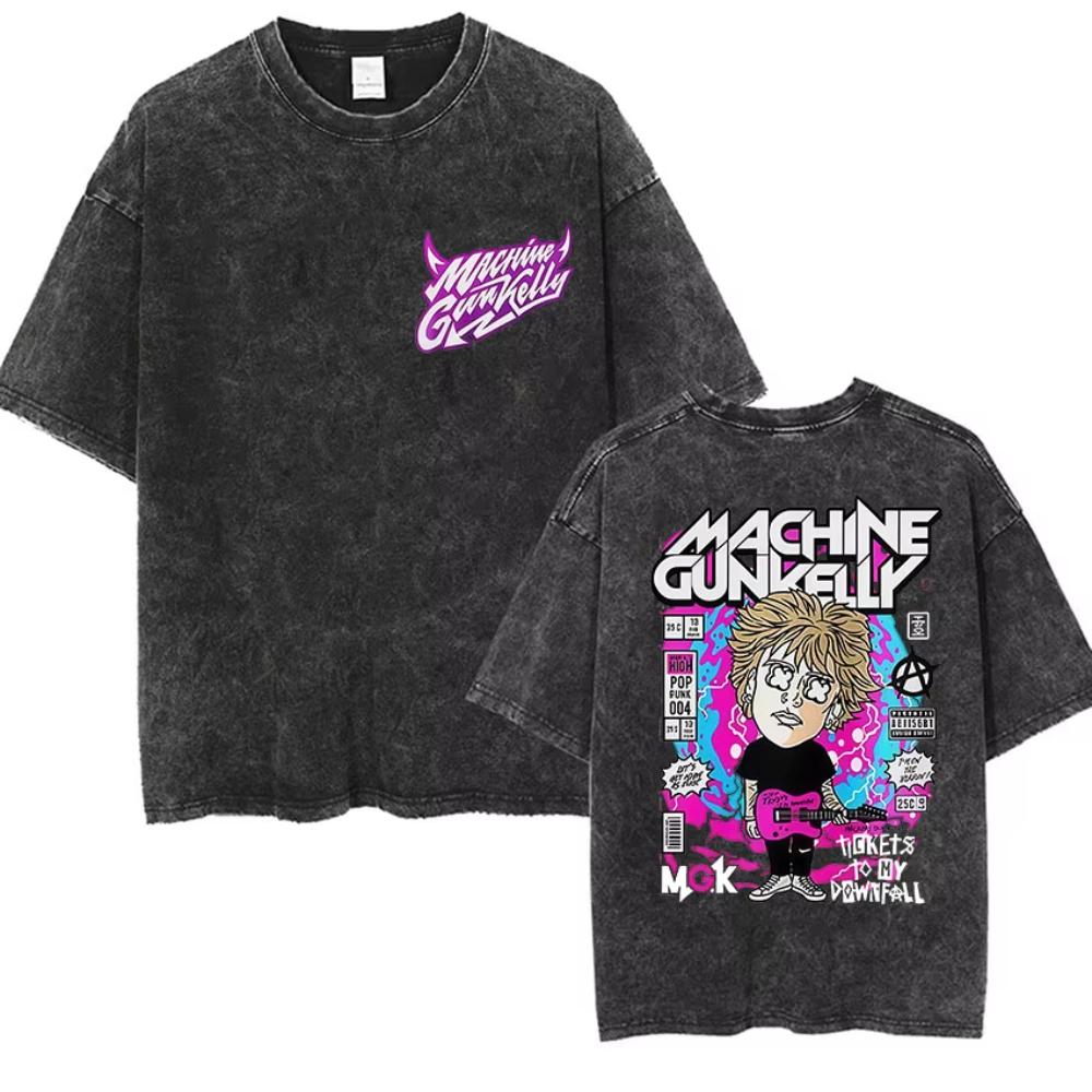 Vintage Washed Machine Gun Kelly T Shirt MGK Lost Americana Tour Fans Tshirts Men Women Punk Gothic Hip Hop Oversized Tees