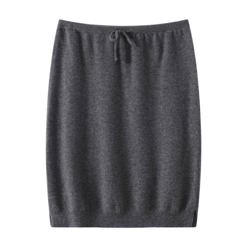 Lekasha 100% Cashmere Elastic Waist Short Skirt