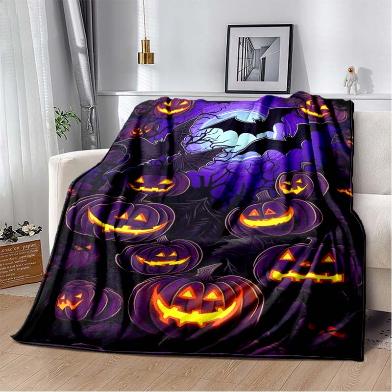 Halloween Terrifying Pumpkin Surprise Soft Blanket Home Room Sofa Bed Warm Travel Picnic Leisure Office Oversized Gift Blanket