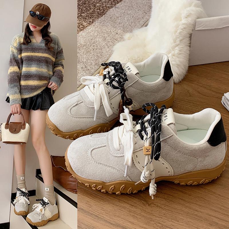 Dexun Shoes Women's 6cm Inner Height Increase Platform Mandarin Duck Shoelaces Sports and Leisure Shoes Four Seasons Forrest Gump Shoes