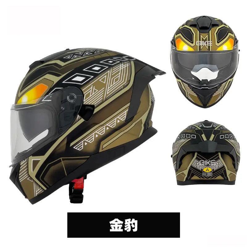 DOT ECE Certified Unisex Motorcycle Helmet Double Mirror Full Face Knight Helmet Racing Style Four Seasons Universal Double Helm