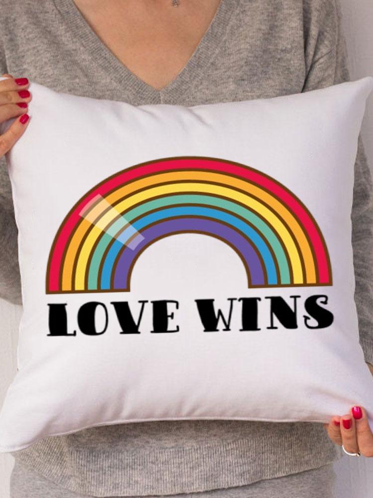 Rainbow Love Wins Pillow Cover for New Couple Bedroom Home Decor Love Pillowcase Tic Tac Toe Love Wedding Gift Pillows 45*45CM