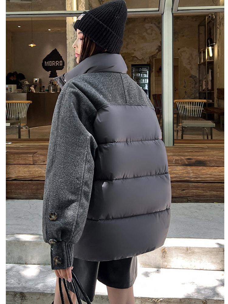 Stitching Cotton-padded Jacket Coat Women's Mid-length Thick Warm Jacket