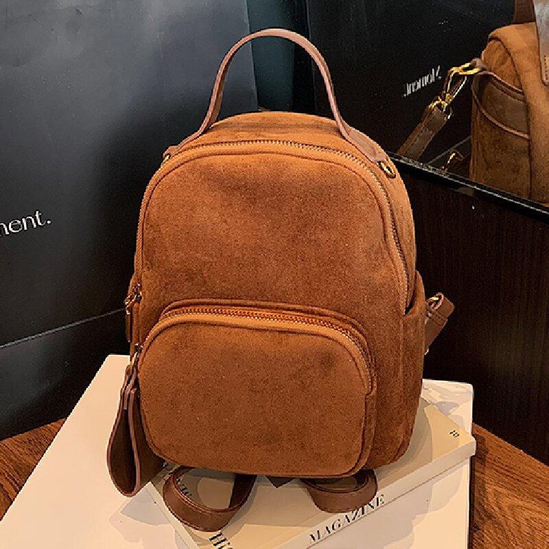 Academy style versatile simple schoolbag retro leopard print literary high school backpack large capacity backpack