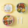 Three-Compartment Cartoon Lunch Box - Food-Grade 304 Stainless Steel, Insulated & Portable for Kids.