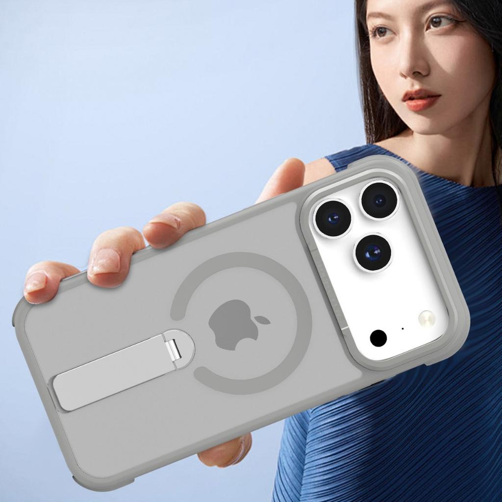Applicable to iPhone17promax standing bracket mobile phone case Apple 15/16 magnetic matte creative anti-drop case