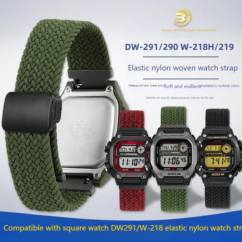 FOR Casio Small Square DW-291H/DW-290 W-218H/W-219H Series Modified Woven Nylon Canvas Watch Strap Accessories for Men and Women