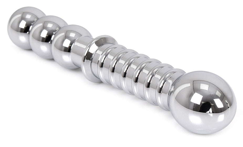Double Ribbed Metal Dildo 19 X 3.5 Cm - Kiotos - Metal Plugs