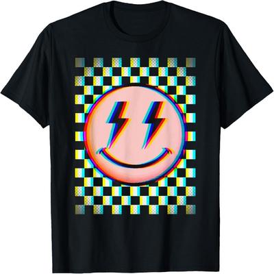Kariertes Muster Smiley Trendiges T-Shirt