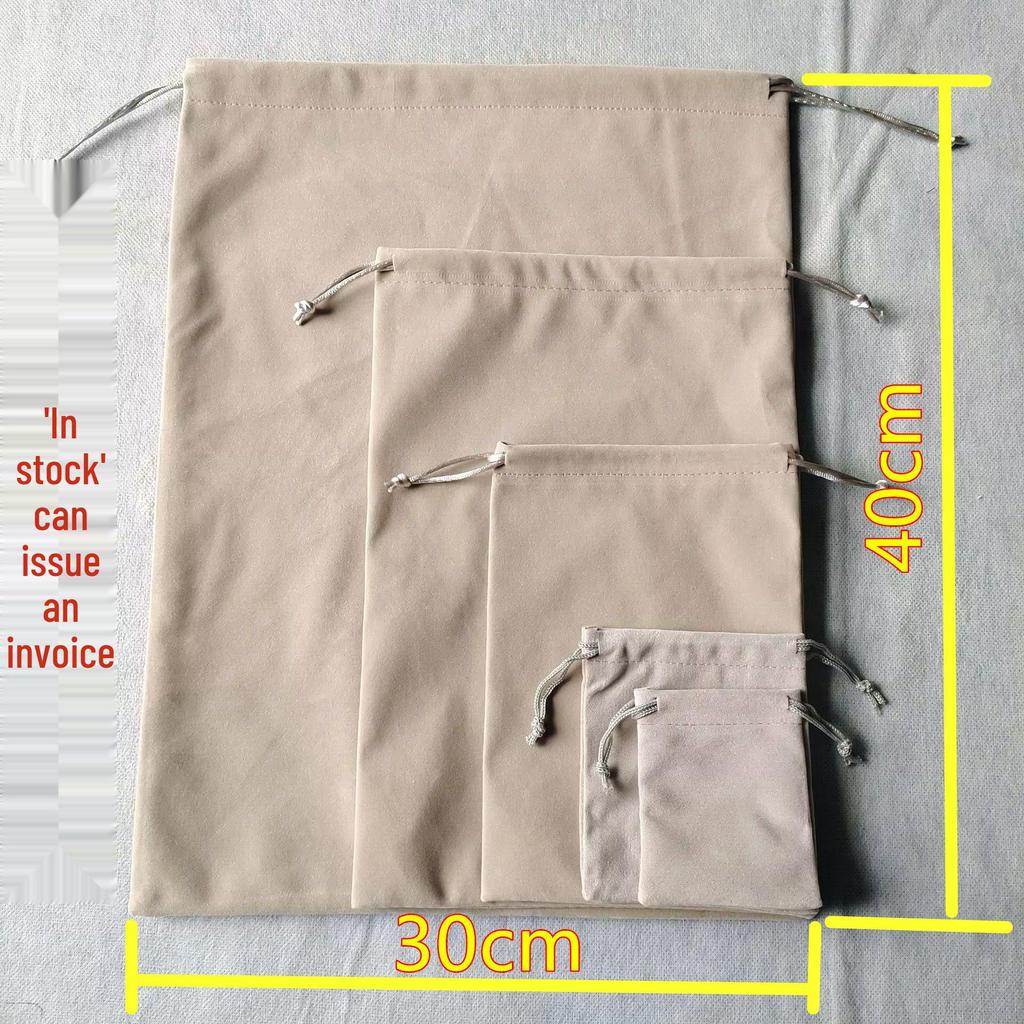 30x40CM Grauer Samt Kordelzug Staubdichter Aufbewahrungsbeutel - Anpassbarer Glücksbeutel