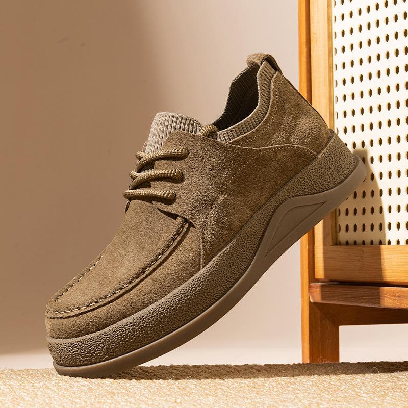 

Осень Широкий Носок Весна Новые Мужские Модные Универсальные Одинарные Короткие Ботинки Мягкая Кожа Мужские Ботинки Zapatillas De Deporte 44 хаки